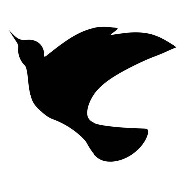 Siyah Kuş Silueti Beyaz Arkaplan 'a Karşı Gökyüzü Yok. Boş Vektör