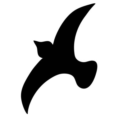 Siyah Kuş Silueti Beyaz Arkaplan 'a Karşı Gökyüzü Yok. Boş Vektör