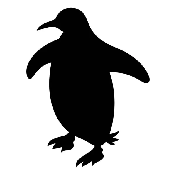 Пінгвін Ходить Чорний Птах Силует Білому Тлі Небо Безкоштовний Вектор — стоковий вектор