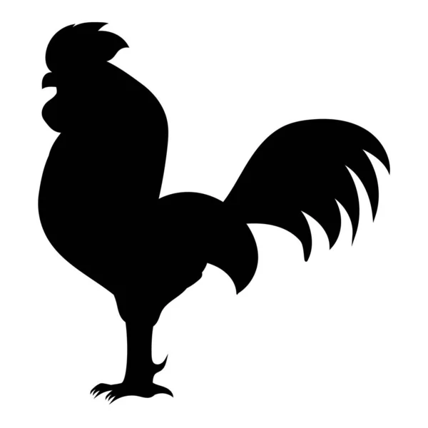 Galinha Galo Farm Animals Farm Bird Black Bird Silhouette White — Vetor de Stock