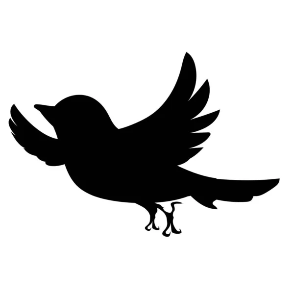 Gorrión Amarillo Volando Aire Black Bird Silhouette White Background Sky — Vector de stock