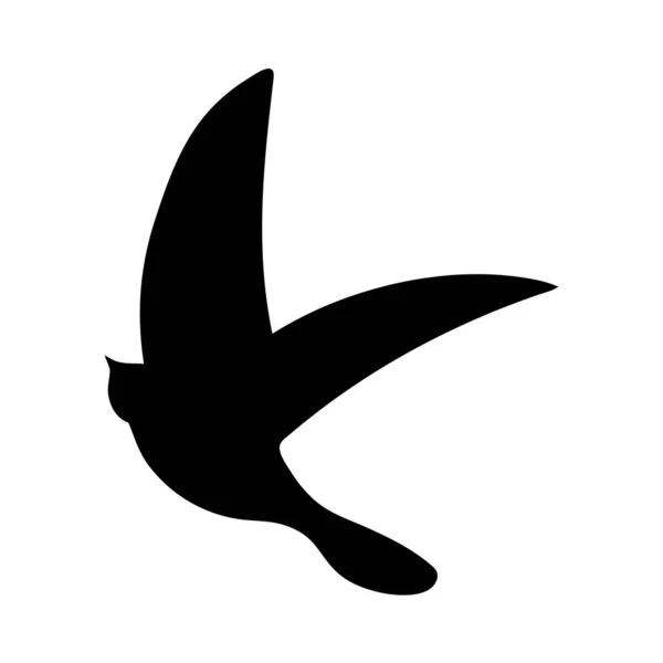 Schwarze Vogelsilhouette Vor Weißem Hintergrund Kein Himmel Freier Vektor — Stockvektor