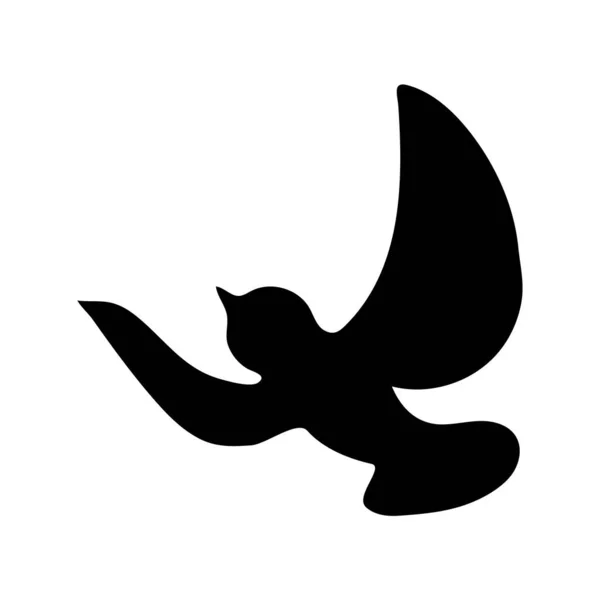 Silhouette Oiseau Noir Sur Fond Blanc Pas Ciel Vecteur Libre — Image vectorielle