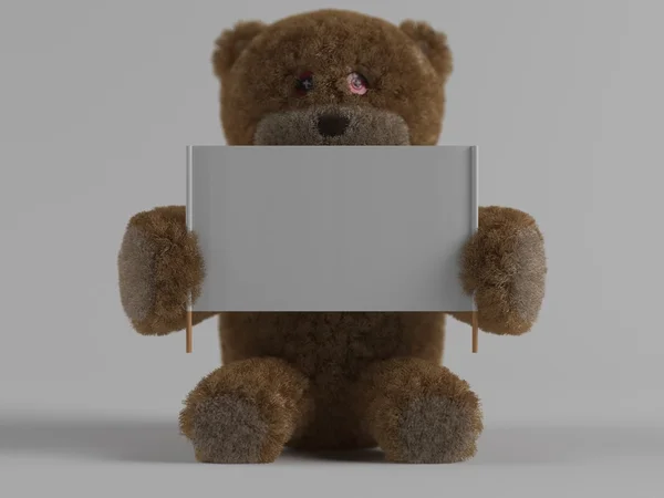 Teddybär und Banner — Stockfoto