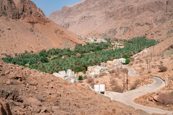 Pueblo Montaña Árabe Harat Bidih Desfiladero Wadi Tiwi Omán Oasis — Foto de Stock