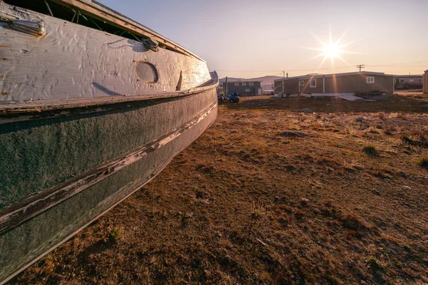 Old Wooden Boat Inuit Community Qikiqtarjuaq Broughton Island Nunavut Canada — Stock Photo, Image