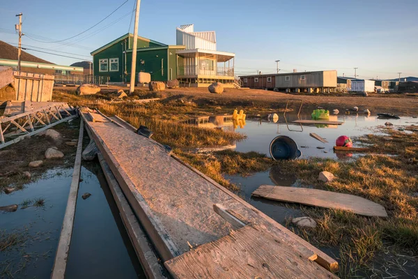 Golden Hour Inuit Community Qikiqtarjuaq Broughton Island Nunavut Canada Parks — Stock Photo, Image