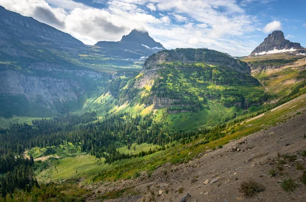 Morning Sun Lits Heavy Runner Mountain Surrounding Peaks Going Sun Royalty Free Stock Images