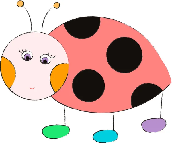 Cartoon ladybug in color — Vector de stock