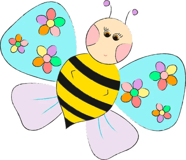 Мультяшная пчела в цвете — стоковый вектор