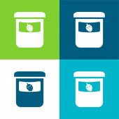 Baby Fruit Food Pot Lapos négy szín minimális ikon készlet