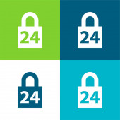 24 óra Lock Lapos négy szín minimális ikon készlet