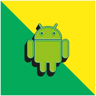 Android Logosu Yeşil ve Sarı 3D vektör simgesi