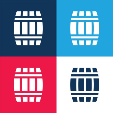 Fıçı mavi ve kırmızı dört renk minimal simge kümesi