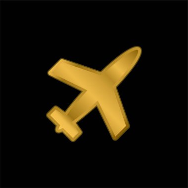 Uçak doldurulmuş altın şekilli metalik simge veya logo vektörü