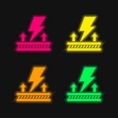 Antistatic Fabric four color glowing neon vector icon clipart