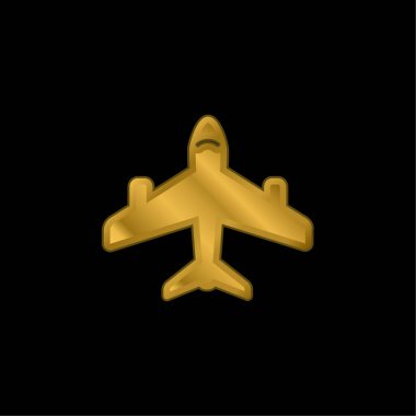 Havalimanı İşaretli altın kaplama metalik simge veya logo vektörü