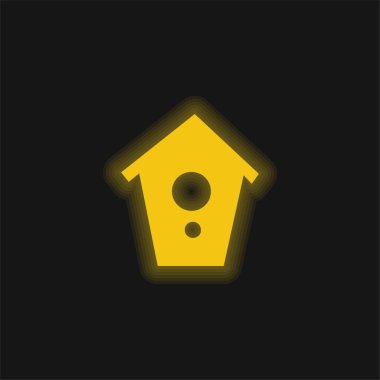 Birds House sarı parlak neon simgesi