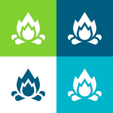 Bonfire Flat four color minimal icon set clipart