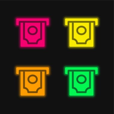 ATM 4 renk neon vektör simgesi