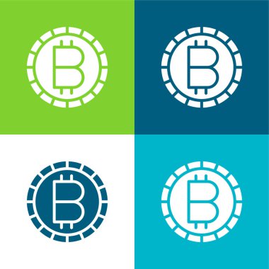Bitcoin Düz 4 renk minimal simge kümesi