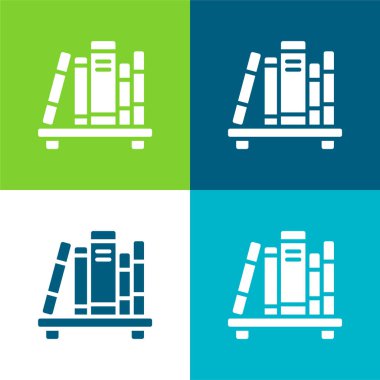 Kitap Düz 4 renk minimal simgesi seti