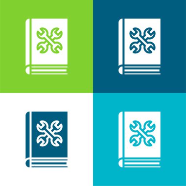 Kitap Düz 4 renk minimal simgesi seti