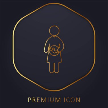 Ana rahmindeki bebek altın çizgi logosu ya da simgesi