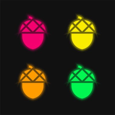 Dört renk parlak neon vektör simgesi