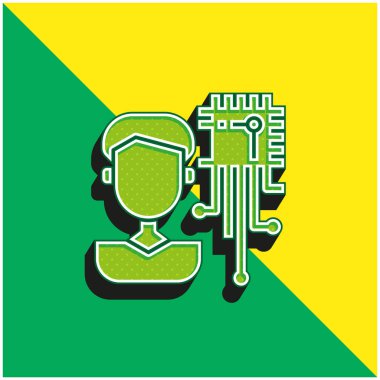 Yapay Zeka Yeşil ve Sarı 3D vektör simgesi