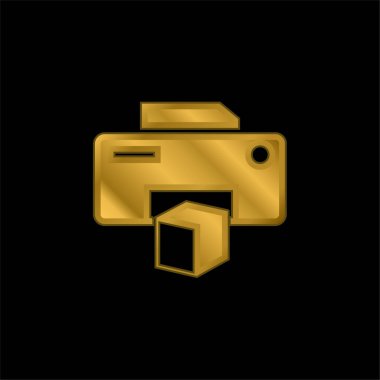 3d Yazıcı Simgesi Altın kaplama metalik simge veya logo vektörü