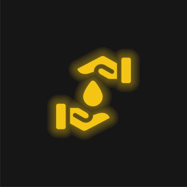 Kan damlası. Parlayan sarı neon simgesi.