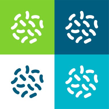 Bakteriler Düz 4 renk en küçük simge kümesi