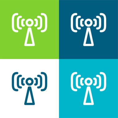 Anten Sinyal Sembolü Düz 4 renk simgesi seti