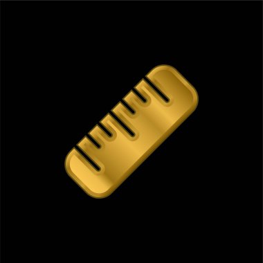 Büyük cetvel altın kaplama metalik simge veya logo vektörü