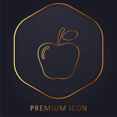 Apple Fruit altın çizgisi prim logosu veya simgesi