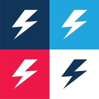 Bolt blue and red four color minimal icon set clipart