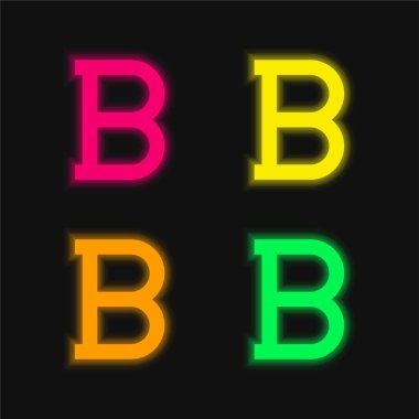 Bold four color glowing neon vector icon clipart