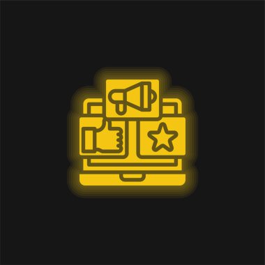 Sarı parlayan neon ikon reklamı