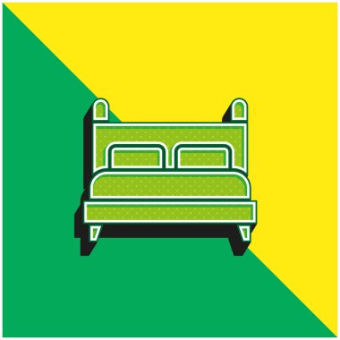 Yatak Yeşil ve Sarı Modern 3D vektör simgesi logosu