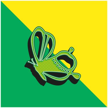 Kelebek Tarafındaki Güzel Tasarım Yeşil ve Sarı Modern 3D vektör simgesi logosu