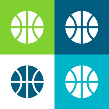 Basketbol Düz 4 renk minimal simge seti