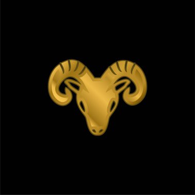 Aries Zodiac Ön Keçi Başı Simgesi Altın kaplama metalik simge veya logo vektörü