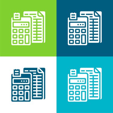 Muhasebe Düz 4 renk en küçük simge kümesi