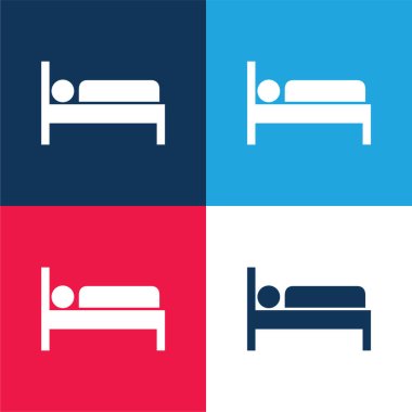Bed blue and red four color minimal icon set clipart