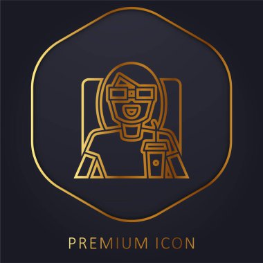 3D Altın Çizgili Film prim logosu veya simgesi