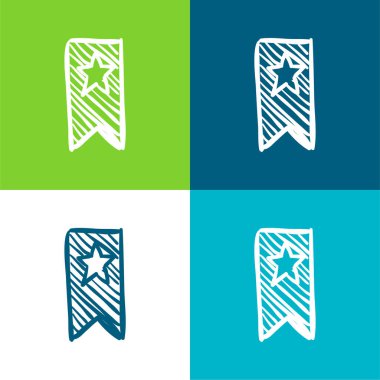 Bir Yıldız Düz Düz Çizimi ile Yer İmleri Çizimi En düşük simge kümesi