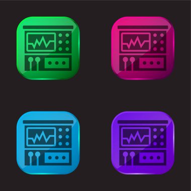 Analyzer four color glass button icon clipart