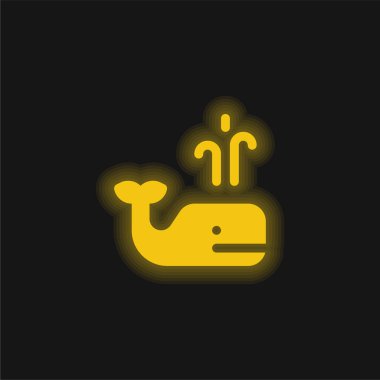 Blue Whale yellow glowing neon icon clipart