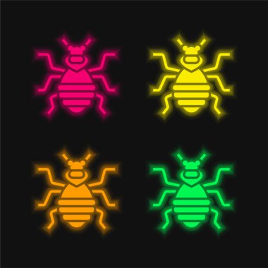 Bedbug four color glowing neon vector icon clipart